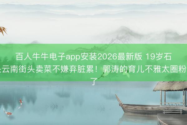 百人牛牛电子app安装2026最新版 19岁石头云南街头卖菜不嫌弃脏累！郭涛的育儿不雅太圈粉了